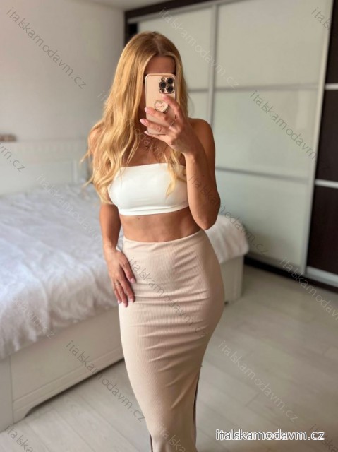 Croptop bez rukávu dámský (S/M ONE SIZE) ITALSKÁ MÓDA IMPMD248117/DUR S / M biela