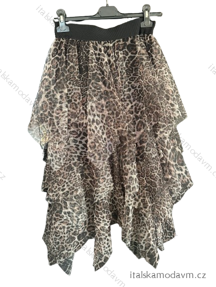 Sukňa dlhá tylová dámska leopard (S/M ONE SIZE) TALIANSKA MÓDA IMM22EL2298/DUR S / M hnedá