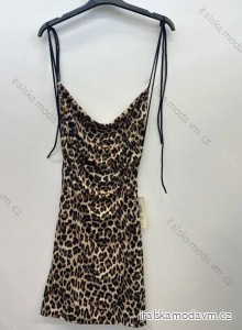 Šaty krátke na ramínka leopard dámske (S/M ONE SIZE) TALIANSKA MÓDA IMPSH24123314