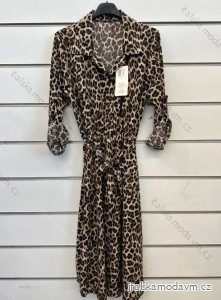 Šaty košeľové dlhý rukáv leopard dámske (S/M ONE SIZE) TALIANSKA MÓDA IMPSH248635