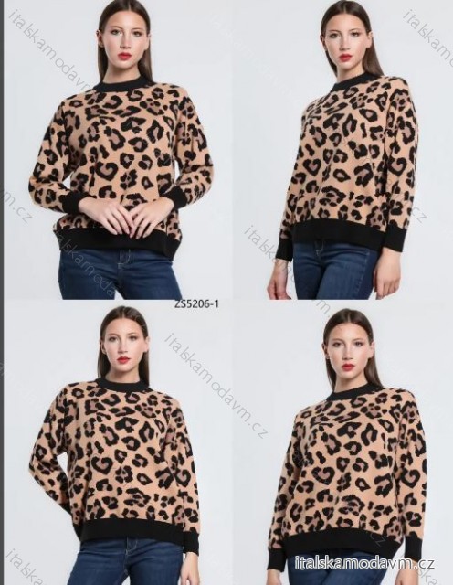 Sveter úpletový leopard dlouhý rukáv dámsky (S/M ONE SIZE) TALIANSKA MÓDA IMHFL24ZS5206-1