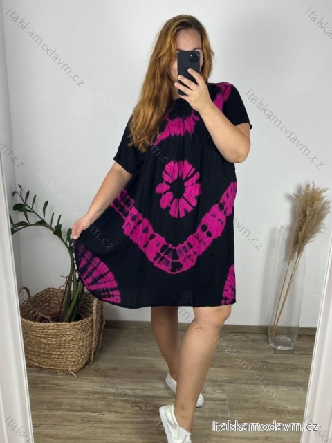 Šaty voľnočasové krátky rukáv dámske nadrozmer (L-2XL) TALIANSKA MÓDA HAG24Y76/DUR -   čierna
 -   XL