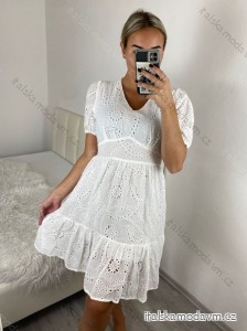 Šaty letné boho krajkové krátky rukáv dámske (S/M ONE SIZE) TALIANSKA MÓDA IMPEM2323084/DU