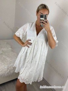 Šaty letné boho krajkové 3/4 dlhý rukáv dámske (S/M ONE SIZE) TALIANSKA MÓDA IMPEM2323076/DU