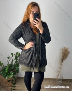 Cardigan slabý dlhý rukáv dámsky nadrozmer (50/52 ONE SIZE) TALIANSKA MÓDA IMD24VENTURA/DU