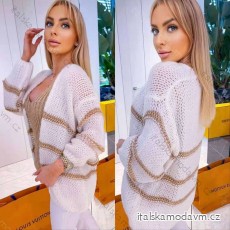 Cardigan pletený dlouhý rukáv dámský (S/M ONE SIZE) ITALSKÁ MÓDA IMPLI247095