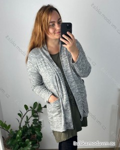 Cardigan slabý dlhý rukáv dámsky nadrozmer (50/52 ONE SIZE) TALIANSKA MÓDA IMD24VENTURA