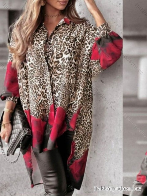 Košeľa oversize leopard dlhý rukáv dámska (S/M/L ONE SIZE) TALIANSKA MÓDA IMM24M35698