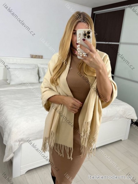 Šála kašmírová teplá dámská (one size 180cm x70cm)) CASHMERE DELFIN DEL2020JK-169/DU -   béžová -   ONE SIZE