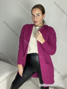 Cardigan pletený dlhý rukáv dámsky (S/M/L ONE SIZE) TALIANSKA MÓDA IMD23520/DR