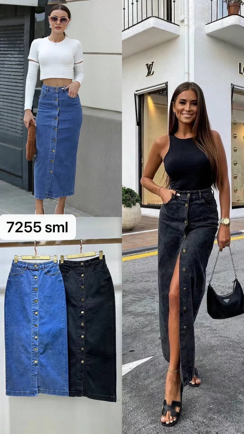 Sukňa dlhá riflová dámska (S/M/L ONE SIZE) TALIANSKA MÓDA IMPLP2472550135