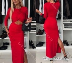 Šaty dlhé elegantný dlhý rukáv dámske (S/M/L ONE SIZE) TALIANSKA MÓDA IMD24449