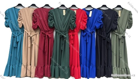 Šaty dlouhé elegantní letní krátký rukáv dámské (XS/S/M ONE SIZE) ITALSKÁ MÓDA IMD25081