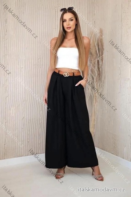 Kalhoty dlouhé letní s páskem dámské (XS/S/M ONE SIZE) ITALSKÁ MÓDA IMD25107
