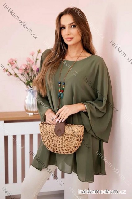 Tunika elegantní netopýří dlouhý rukáv dámská (XS/S/M ONE SIZE) ITALSKÁ MÓDA IMD25108