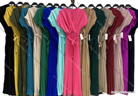 Šaty dlouhé elegantní letní krátký rukáv dámské (S/M/L ONE SIZE) ITALSKÁ MÓDA IMC25212